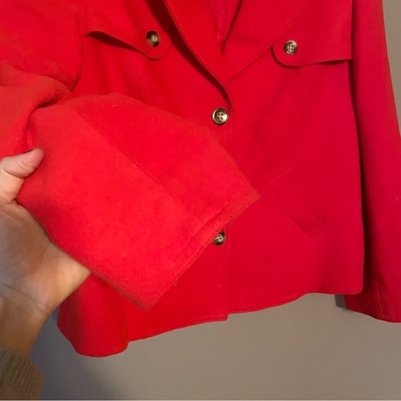 Evan Picone Red Button Front Peacoat Jacket Size 12 Large - Picture 4 of 7
